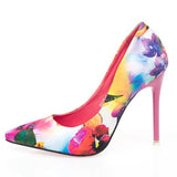Floral pretty pink high heels