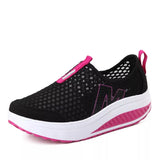 Mesh wedge heel shoe