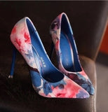 Blue floral pumps