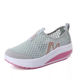 Mesh wedge heel shoe