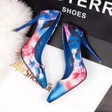Blue floral pumps