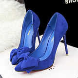 Bow tie leather high heels