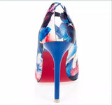 Blue floral pumps