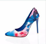 Blue floral pumps